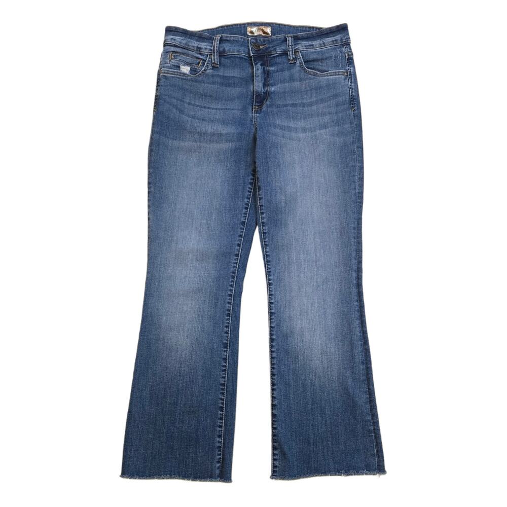 KFTK Bootcut Jeans Size 10 Natalie Stretch Denim Crop Raw Hem Kut From The Kloth